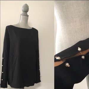 Another story split pearl embellished sleeve top